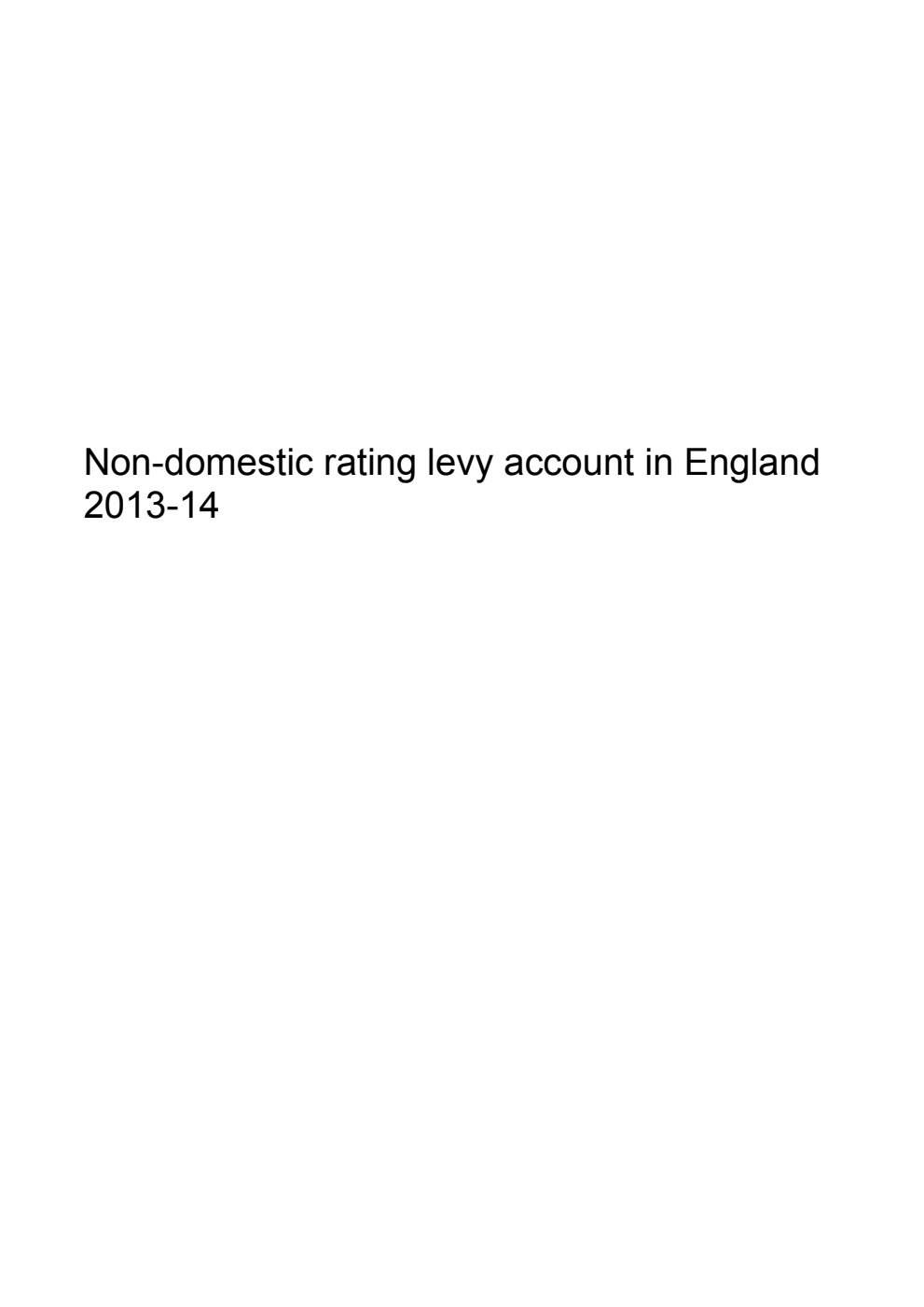 Non-domestic rating levy account in England 2013-14