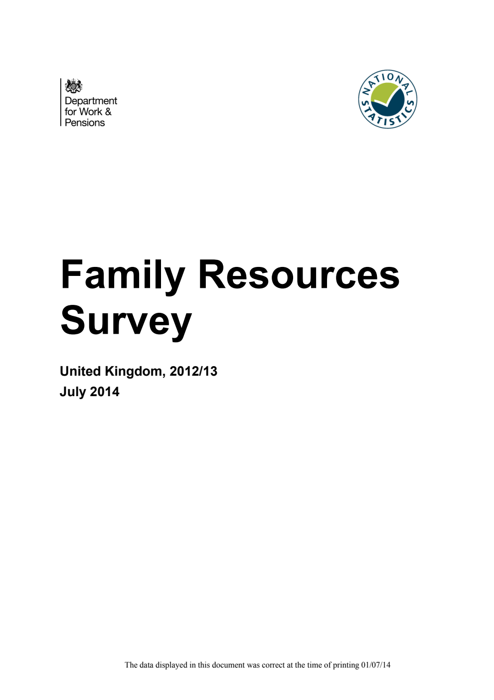 Family Resources Survey United Kingdom 2012-13
