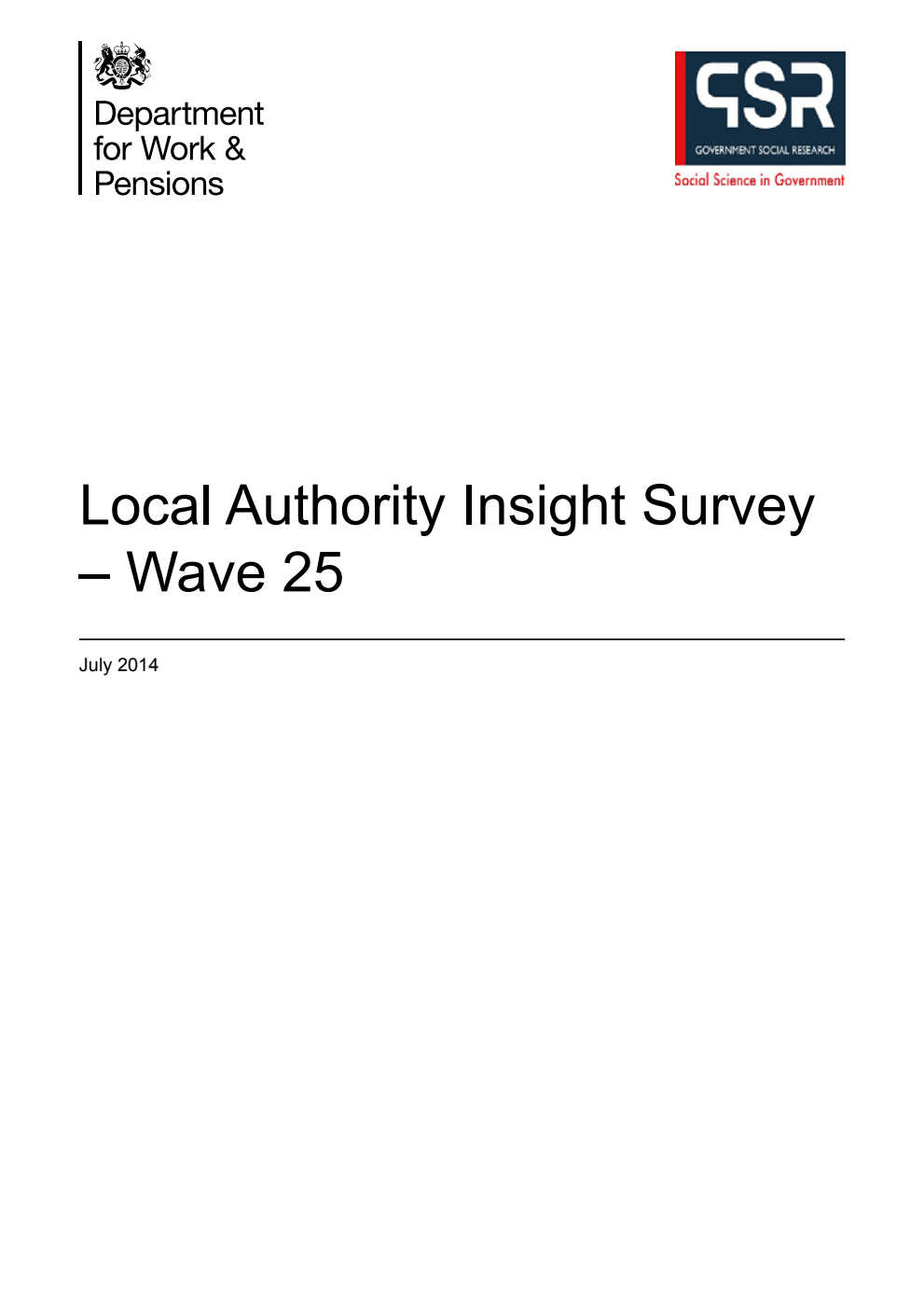 Research Report 849 Local Authority Insight Survey - Wave 25