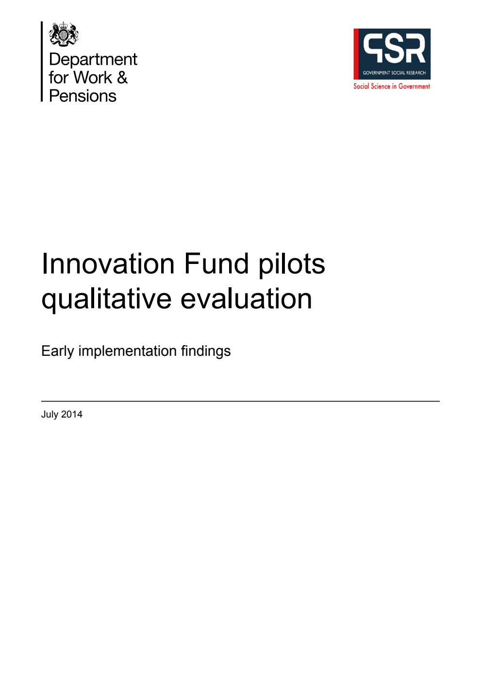 Research Report 880 Innovation Fund pilots qualitative evaluation Early implementation findings