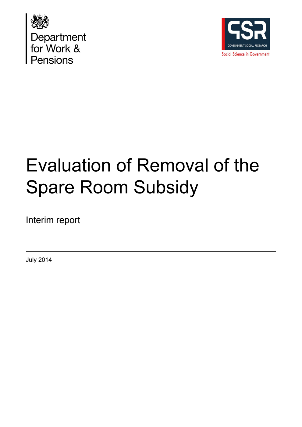 Research Report 882 Evaluation of Removal of the Spare Room Subsidy: Interim report
