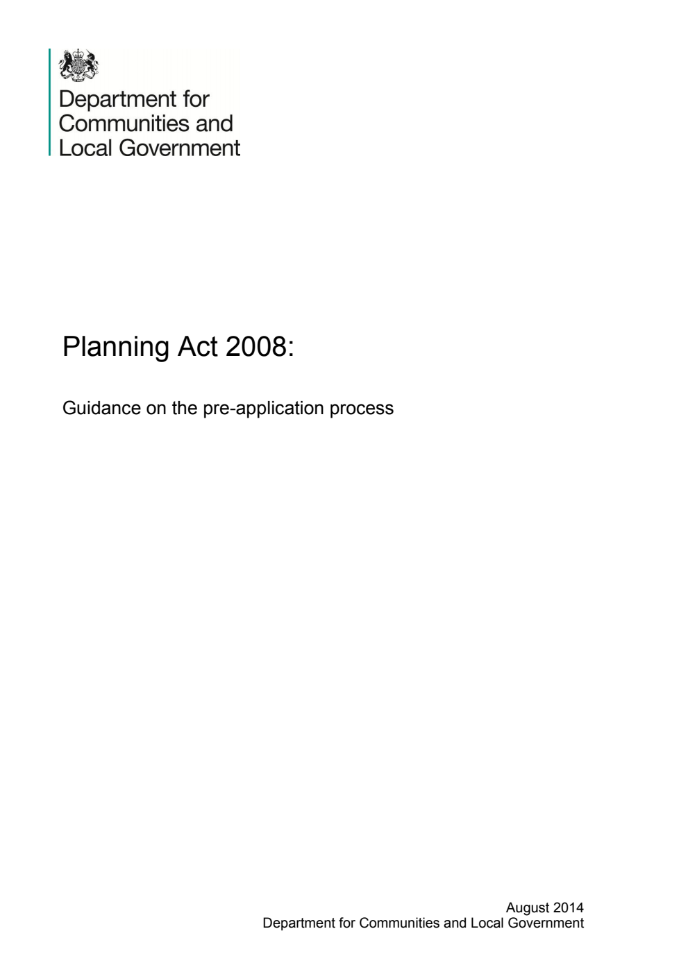 Planning Act 2008: Guidance on the pre-application process