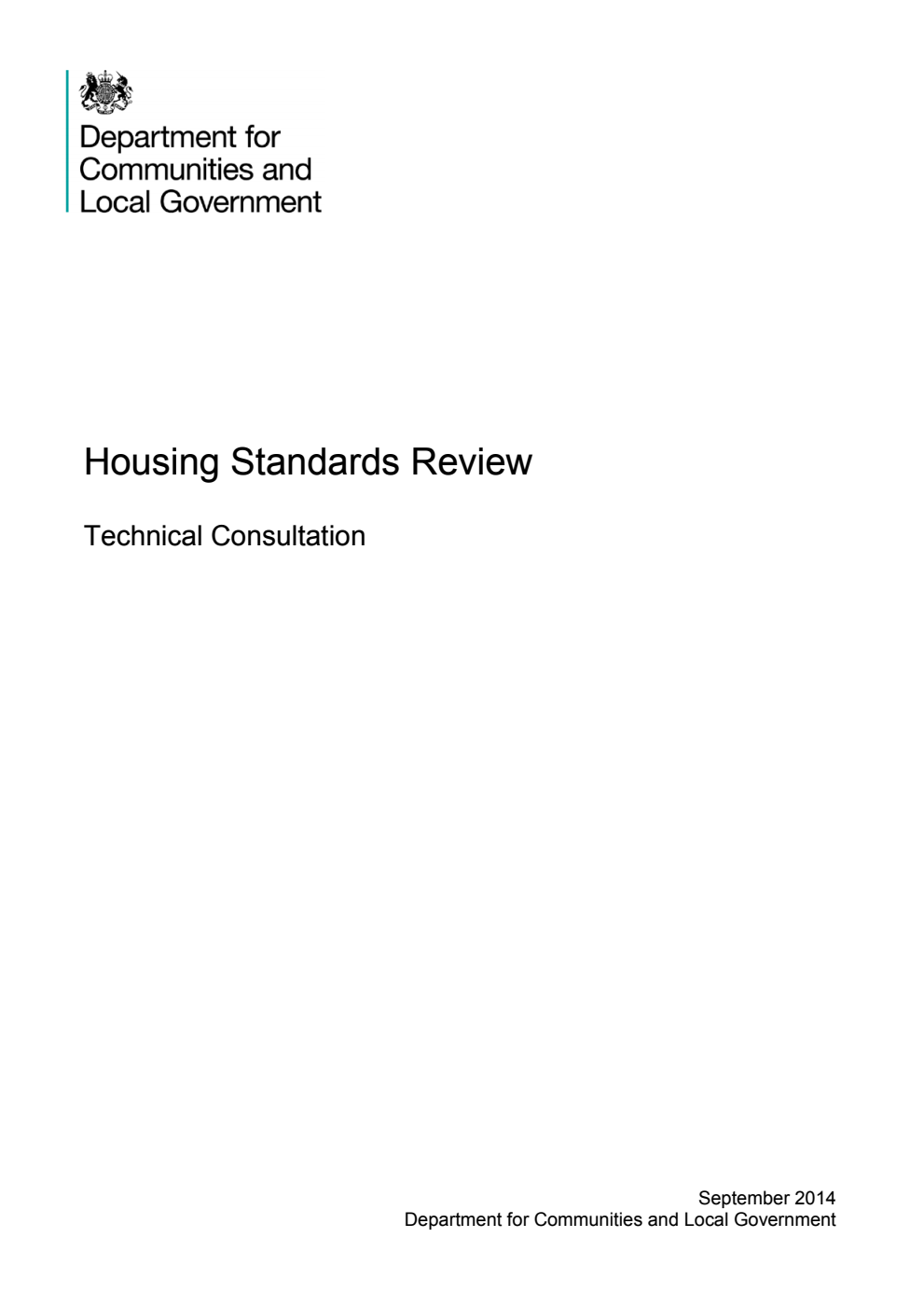 Housing Standards Review: Technical Consultation