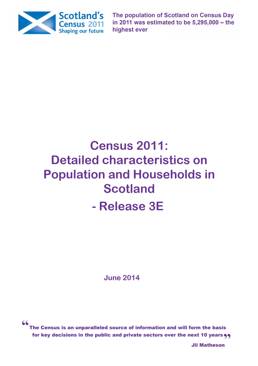 Census 2011: Detailed characteristics on Population and Households in Scotland - Release 3E