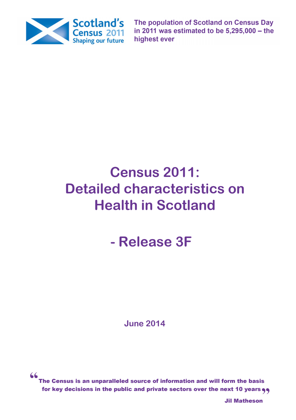 Census 2011: Detailed characteristics on Health in Scotland - Release 3F