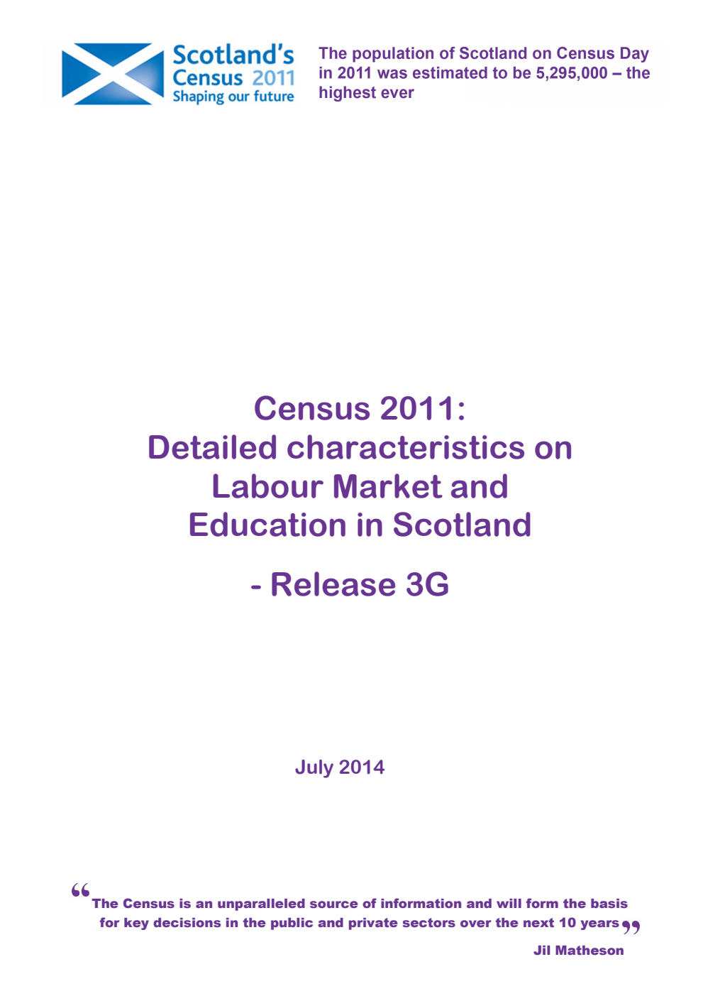 Census 2011: Detailed characteristics on Labour Market and Education in Scotland  - Release 3G