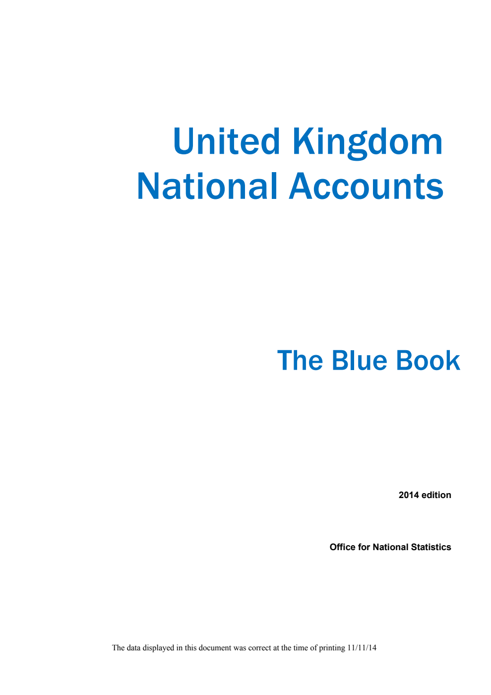 United Kingdom National Accounts: The Blue Book 2014