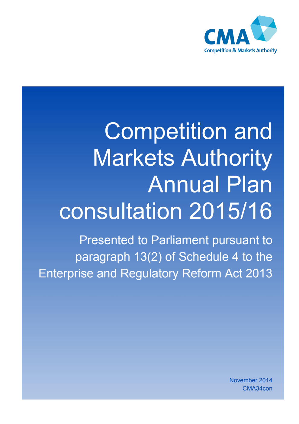 Competition and Markets Authority Annual Plan consultation 2015/16