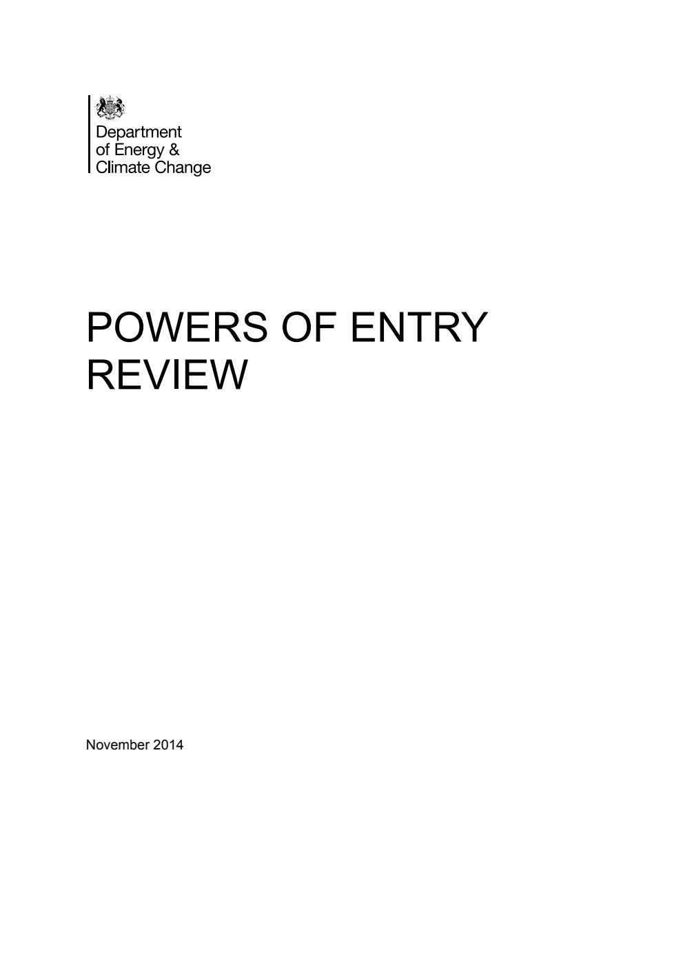 Powers of entry review - Department of Energy & Climate Change