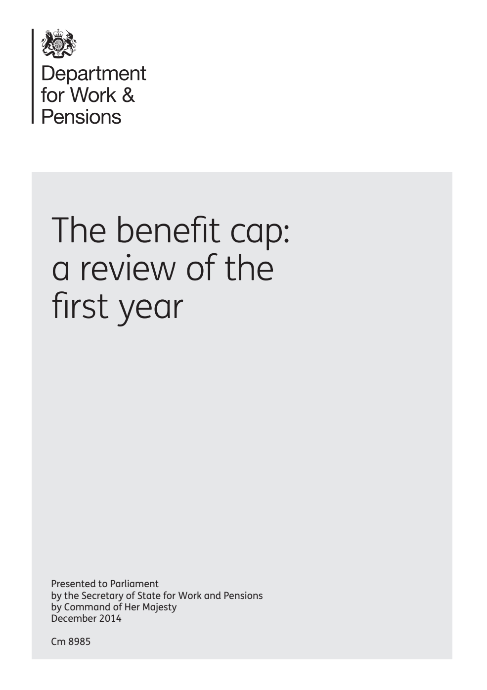 The benefit cap: a review of the first year