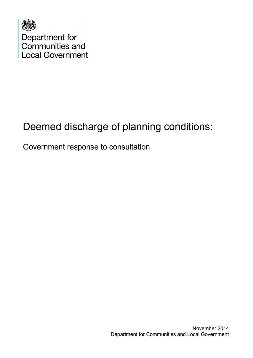 Deemed discharge of planning conditions: Government response to consultation