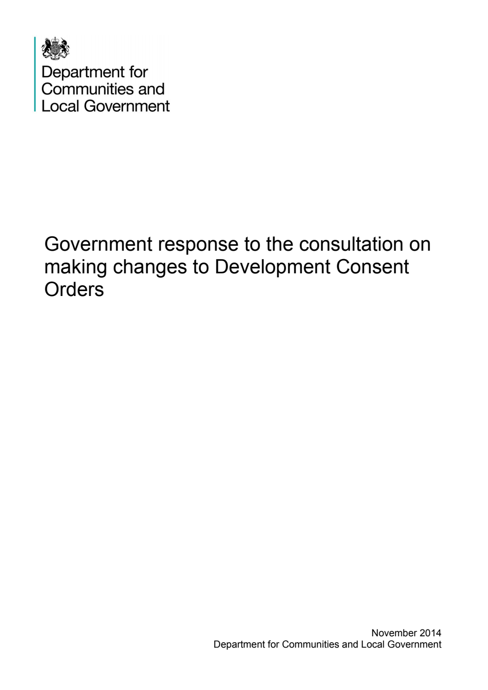 Government response to the consultation on making changes to Development Consent Orders
