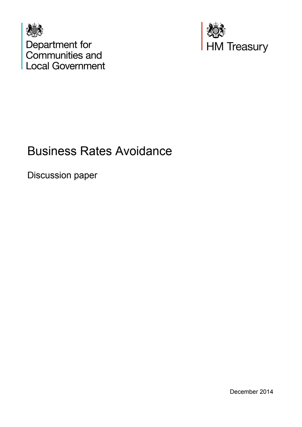 Business Rates Avoidance : Discussion paper