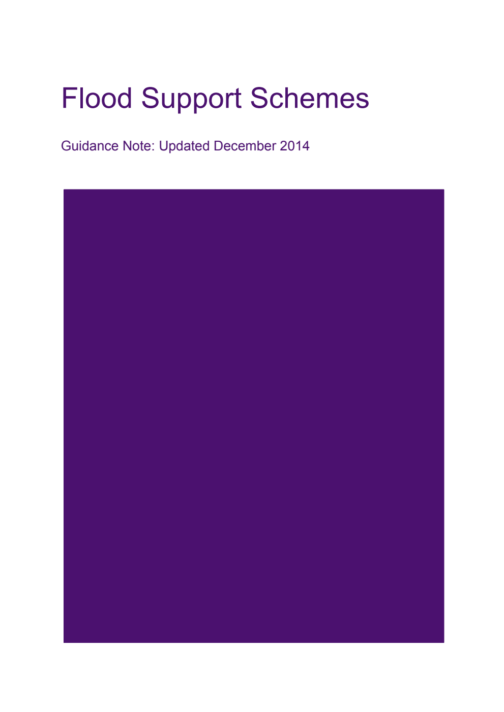 Flood Support Schemes : Guidance Note: Updated December 2014