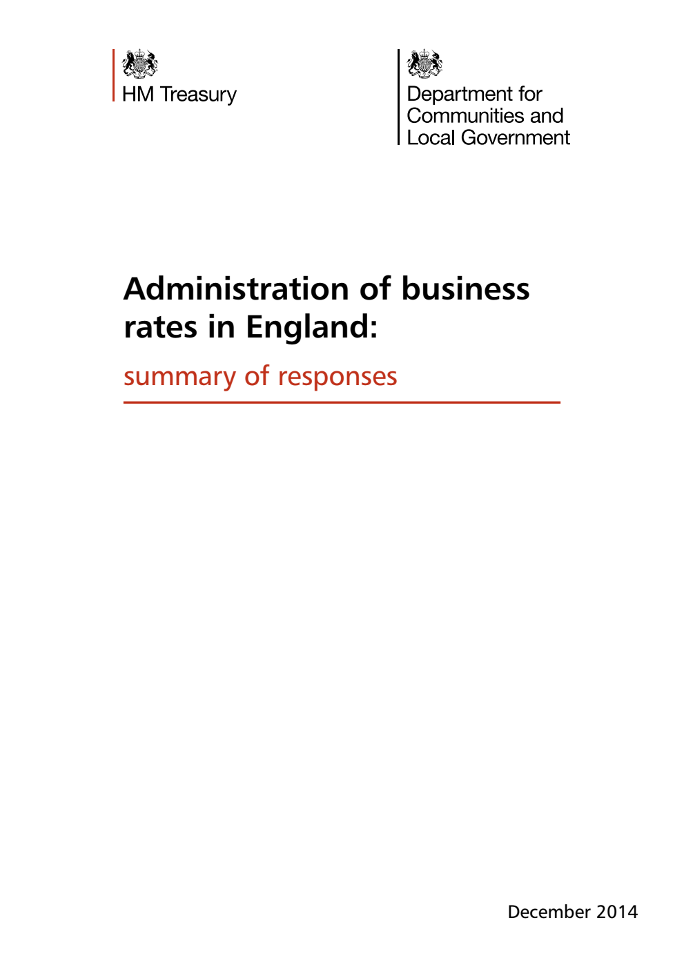 Administration of business rates in England: summary of responses