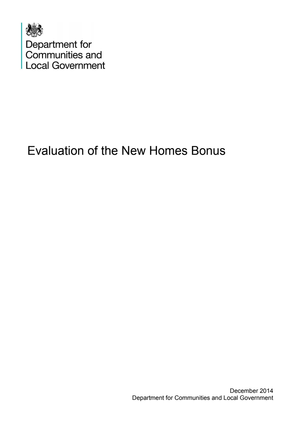 Evaluation of the New Homes Bonus