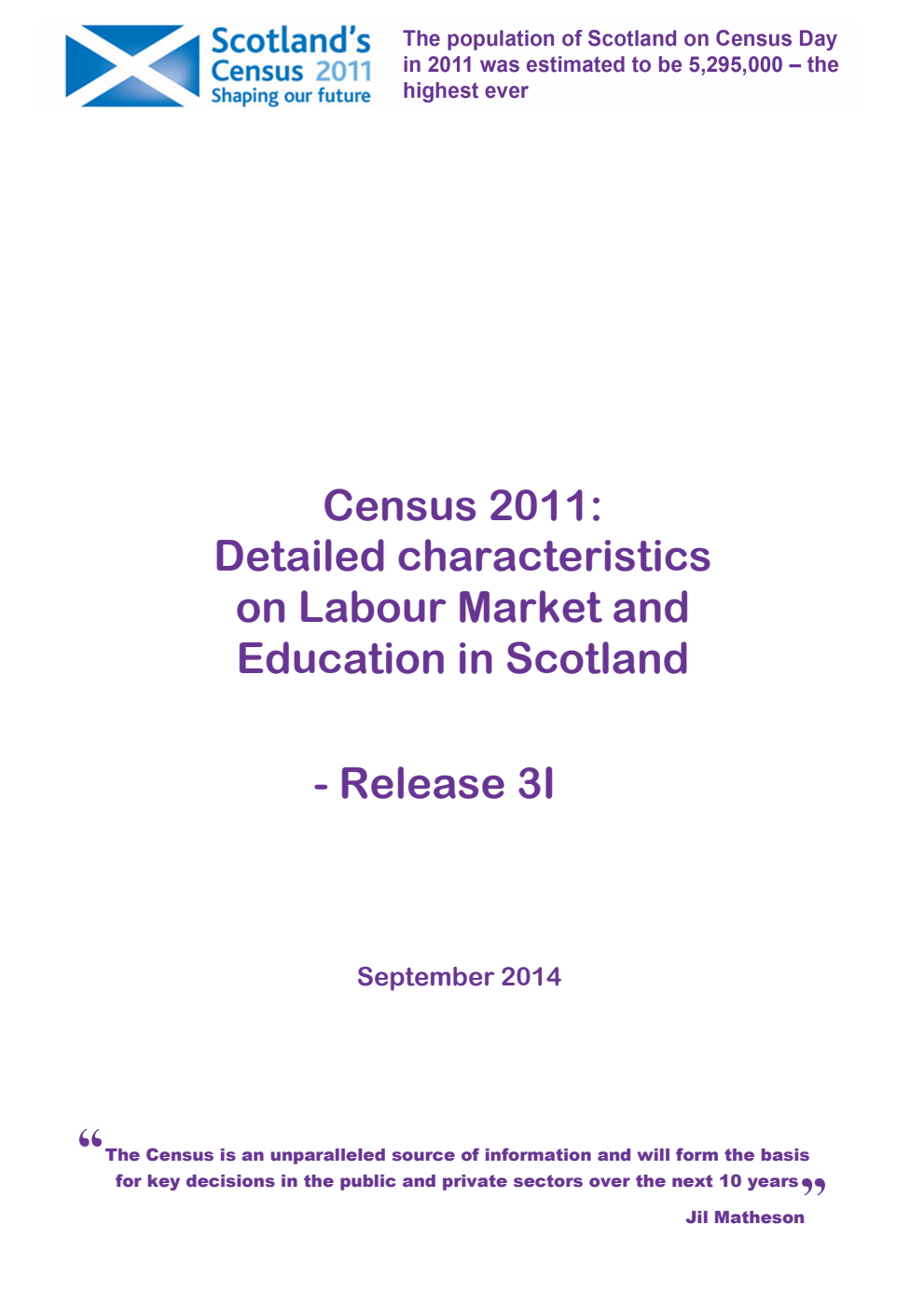 Census 2011: Detailed characteristics on Labour Market and Education in Scotland - Release 3I