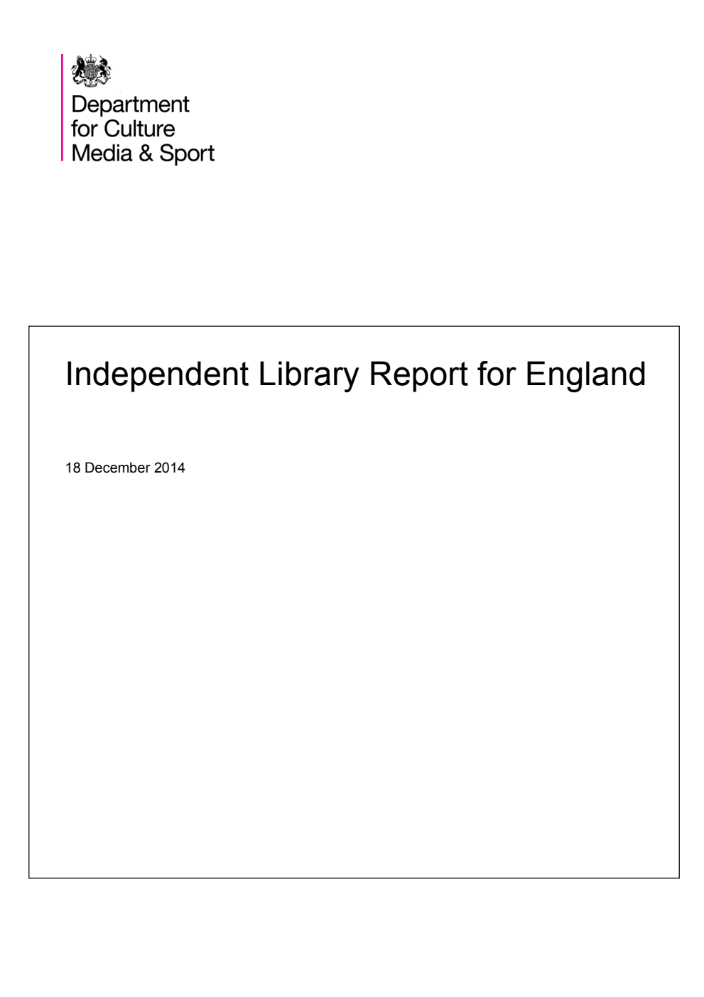 Independent Library Report for England 18 December 2014