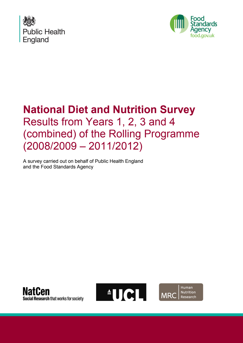 National Diet and Nutrition Survey: Results from Years 1. 2, 3 and 4 (combined) of the Rolling Programme (2008/09 - 2011/12) (4 Volume set): Volume 1