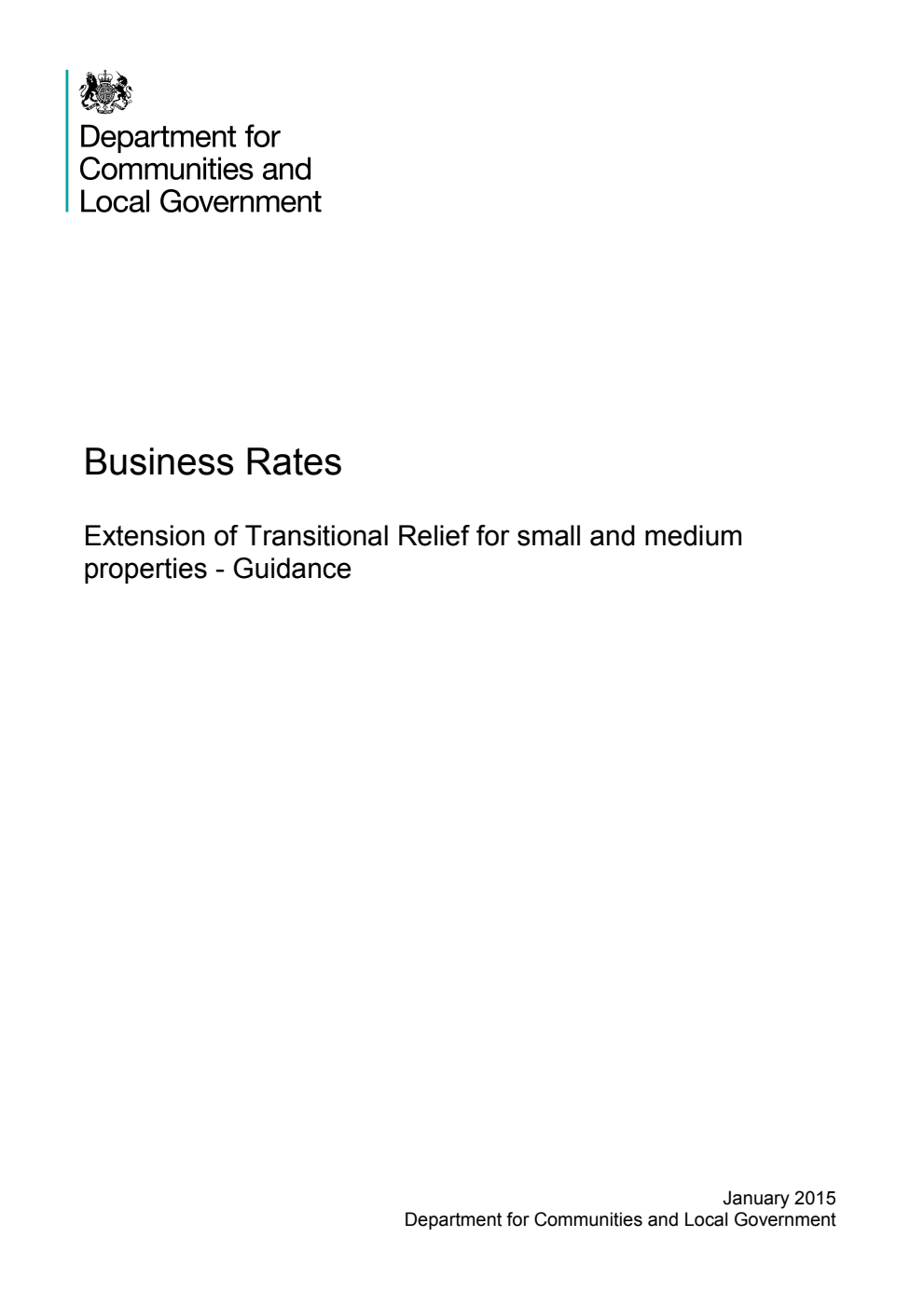 Business Rates: Extension of Transitional Relief for small and medium properties - Guidance