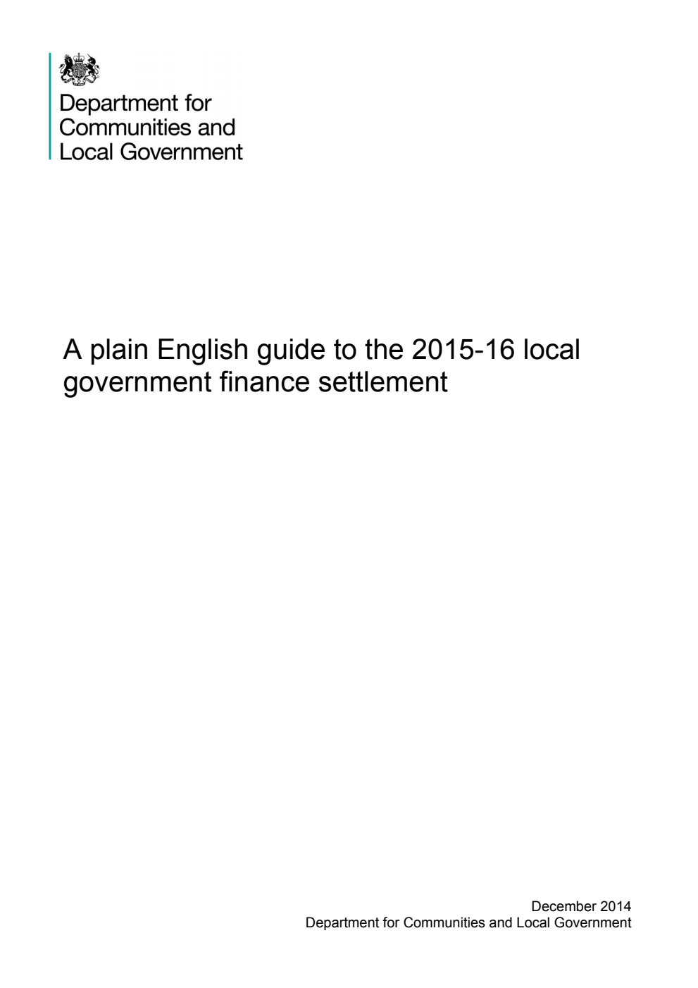 A plain English guide to the 2015-16 local government finance settlement