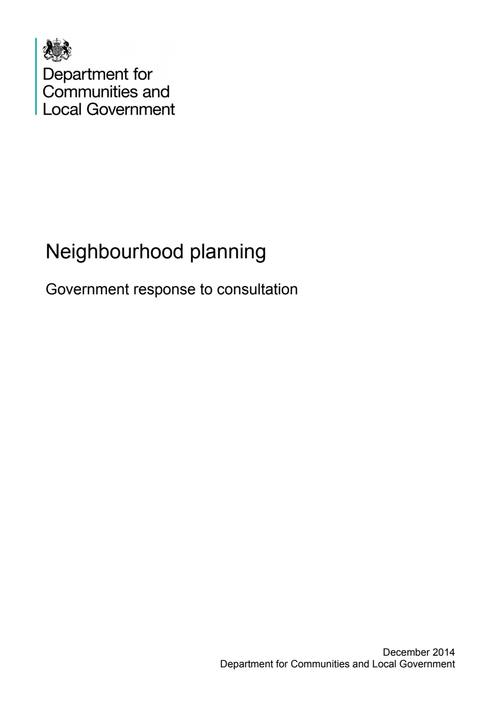 Neighbourhood planning: Government response to consultation