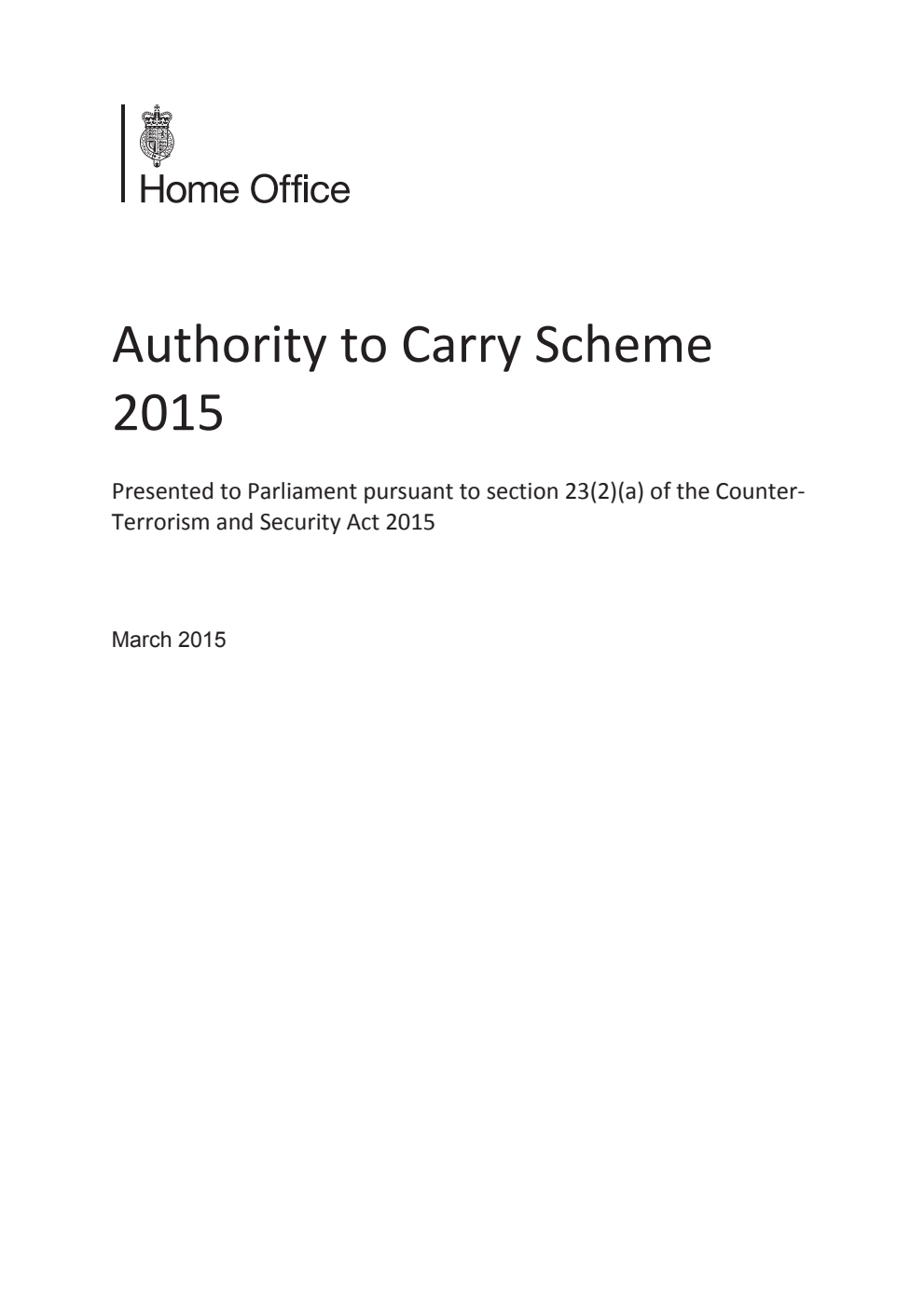 Authority to Carry Scheme 2015