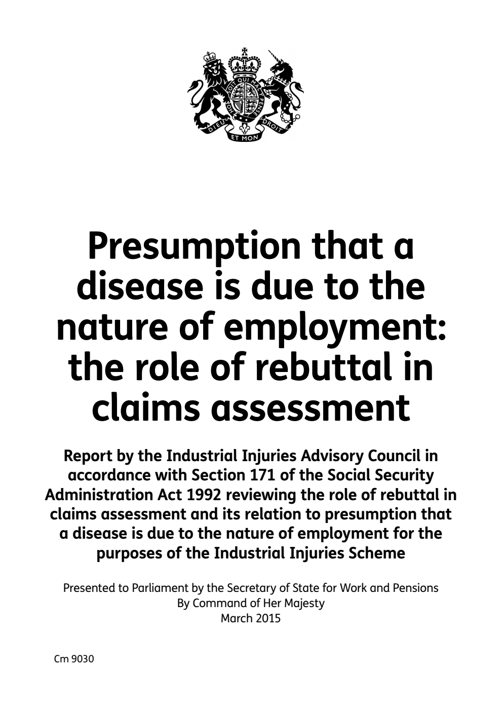 Presumption that a disease is due to the nature of employment: the role of rebuttal in claims assessment