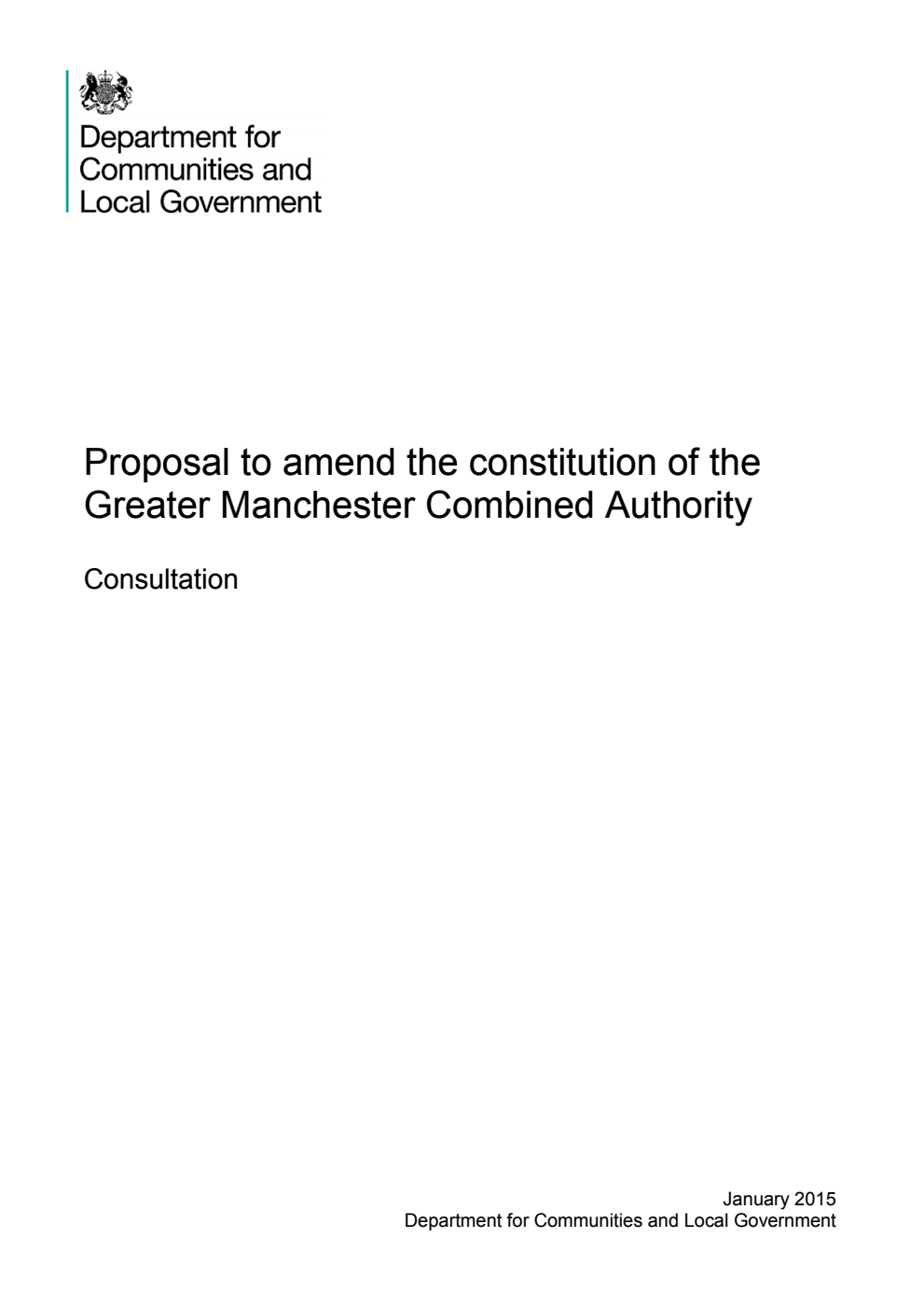 Proposal to amend the constitution of the Greater Manchester Combined Authority. Consultation