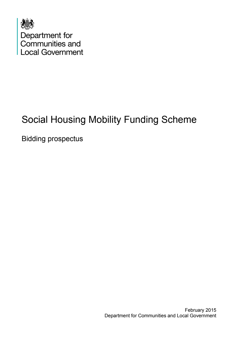 Social Housing Mobility Funding Scheme. Bidding prospectus