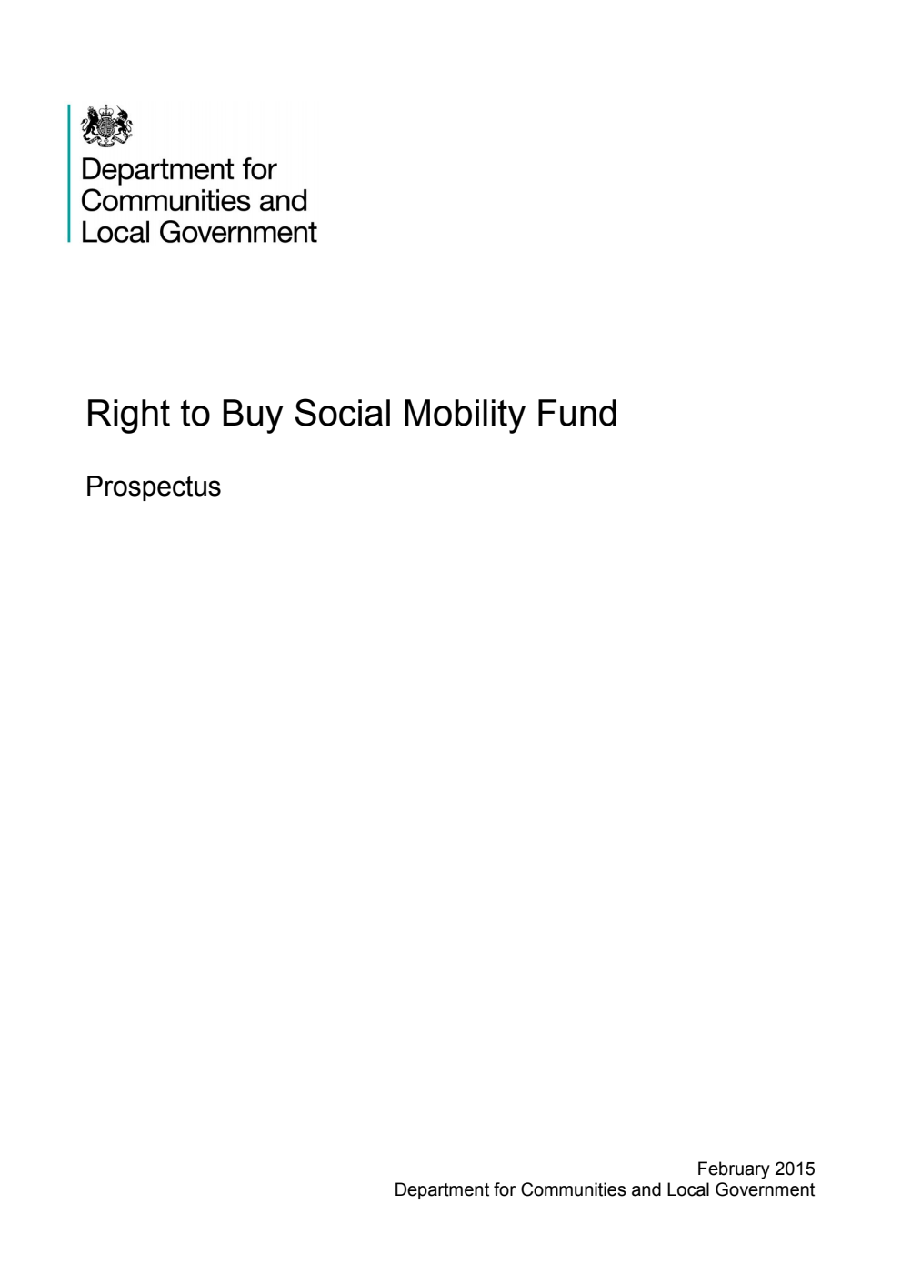 Right to Buy Social Mobility Fund. Prospectus