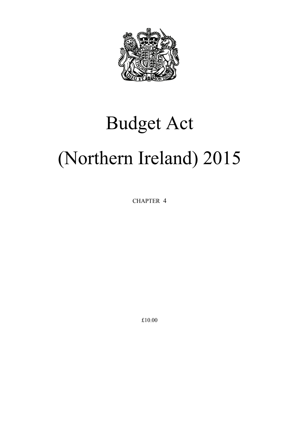 Budget Act (Northern Ireland) 2015