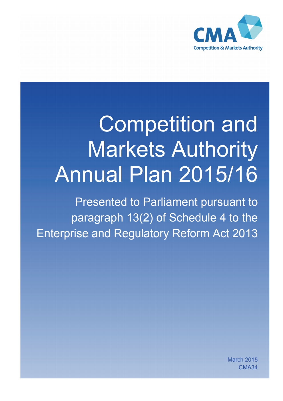 Competition and Markets Authority Annual Plan 2015/16