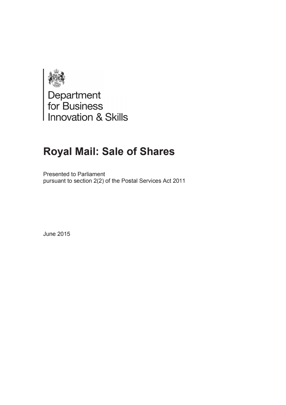 Royal Mail: Sale of Shares
