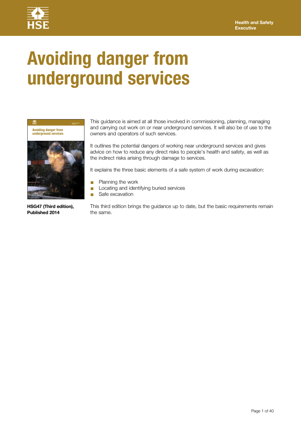HSG 47 Avoiding danger from underground services