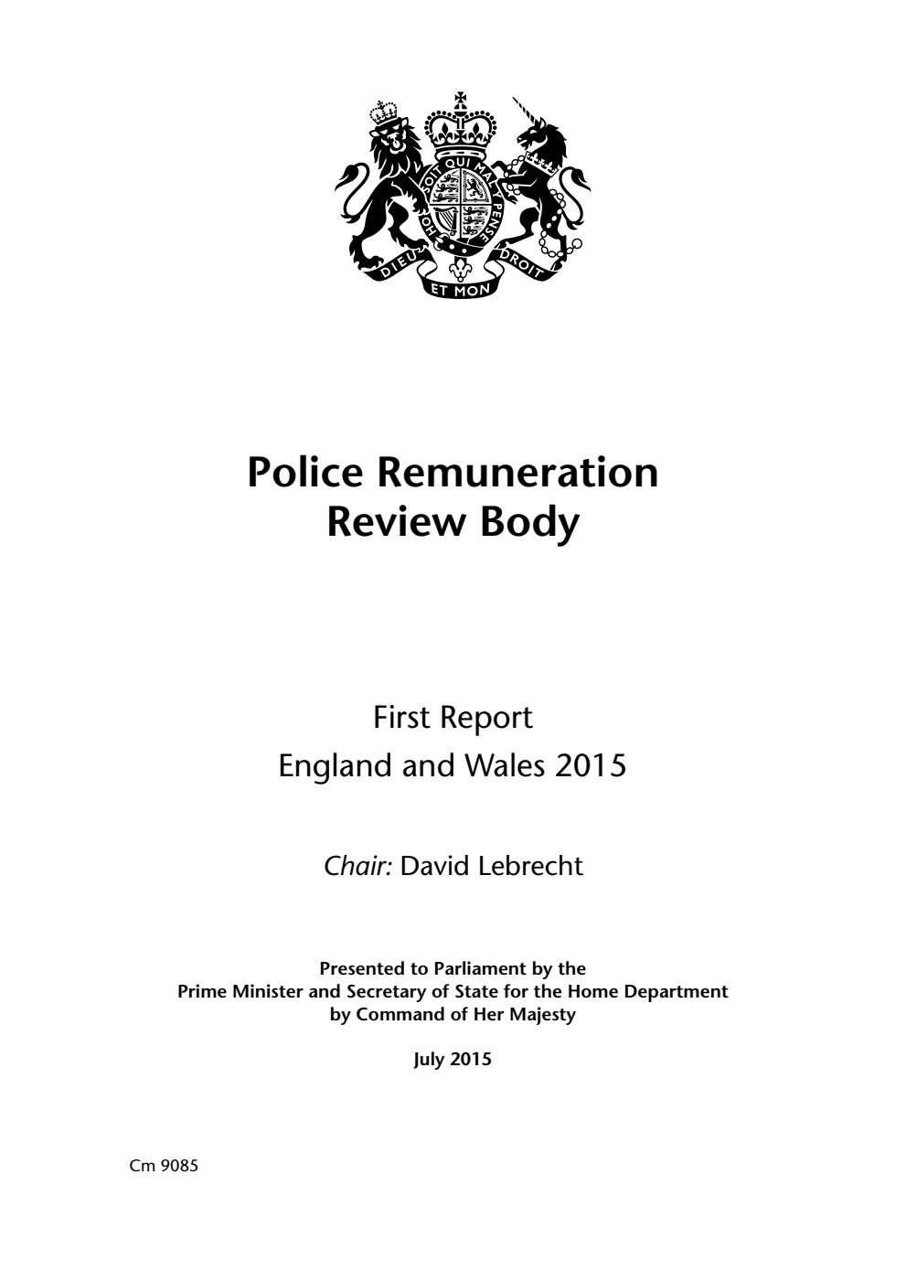 Police Remuneration Review Body First report England and Wales 2015