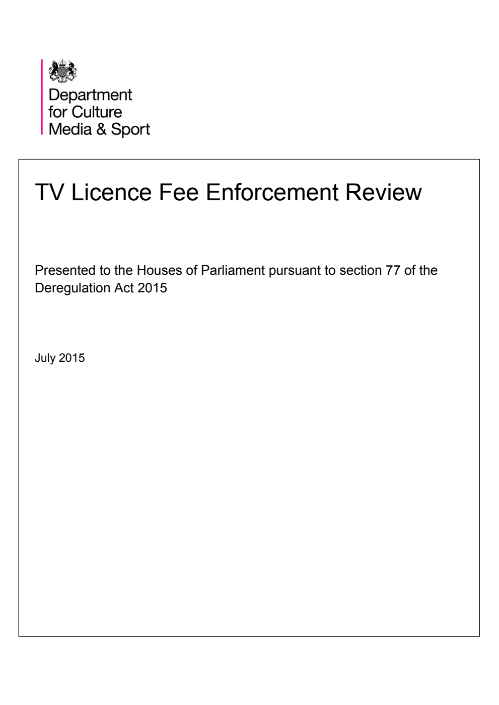 TV Licence Fee Enforcement Review