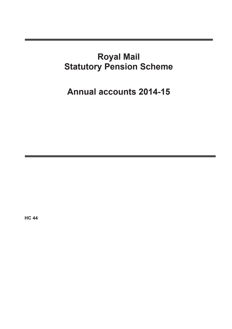 Royal Mail Statutory Pension Scheme Annual Accounts 2014-15