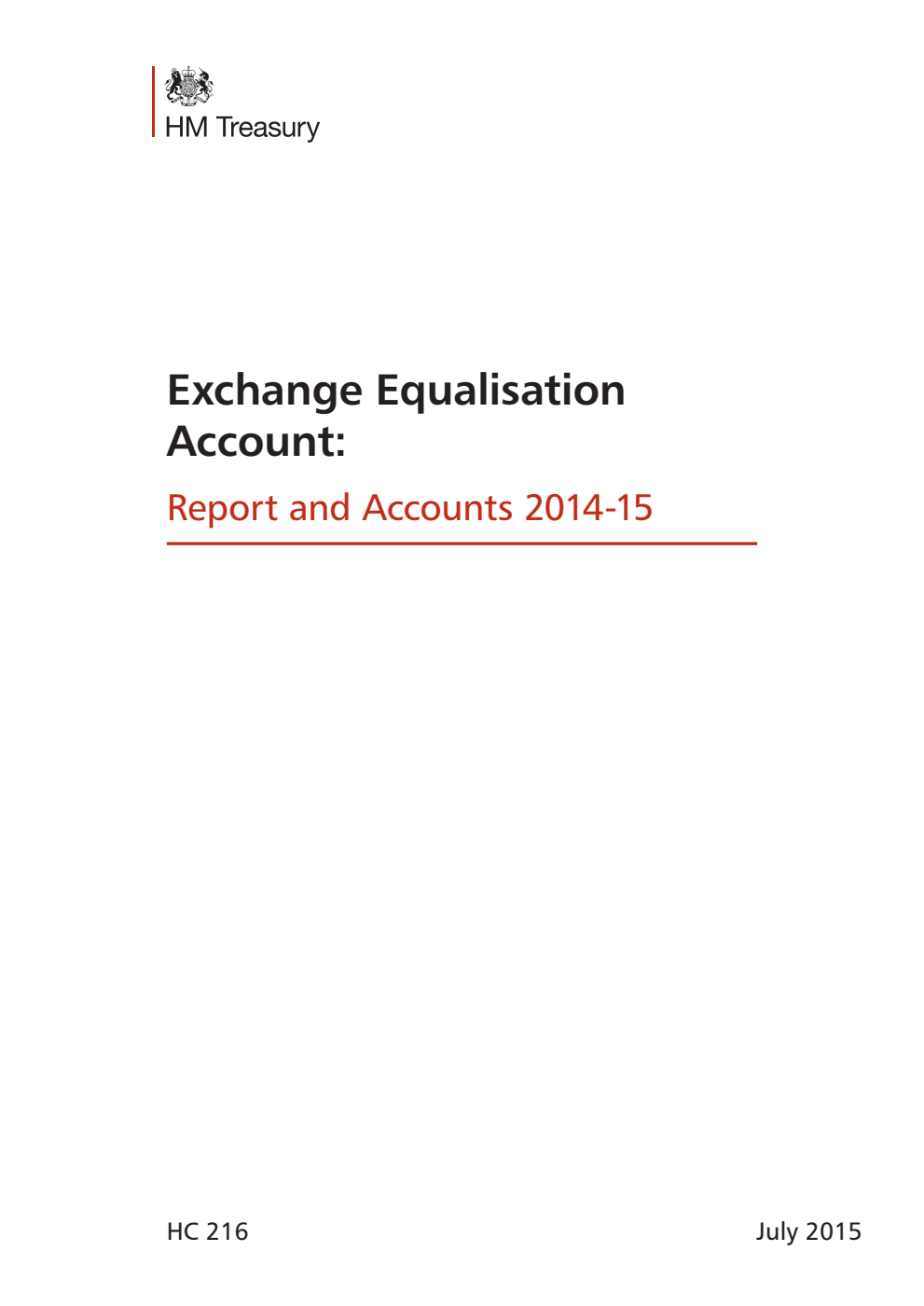 Exchange Equalisation Account: Report and Accounts 2014-15