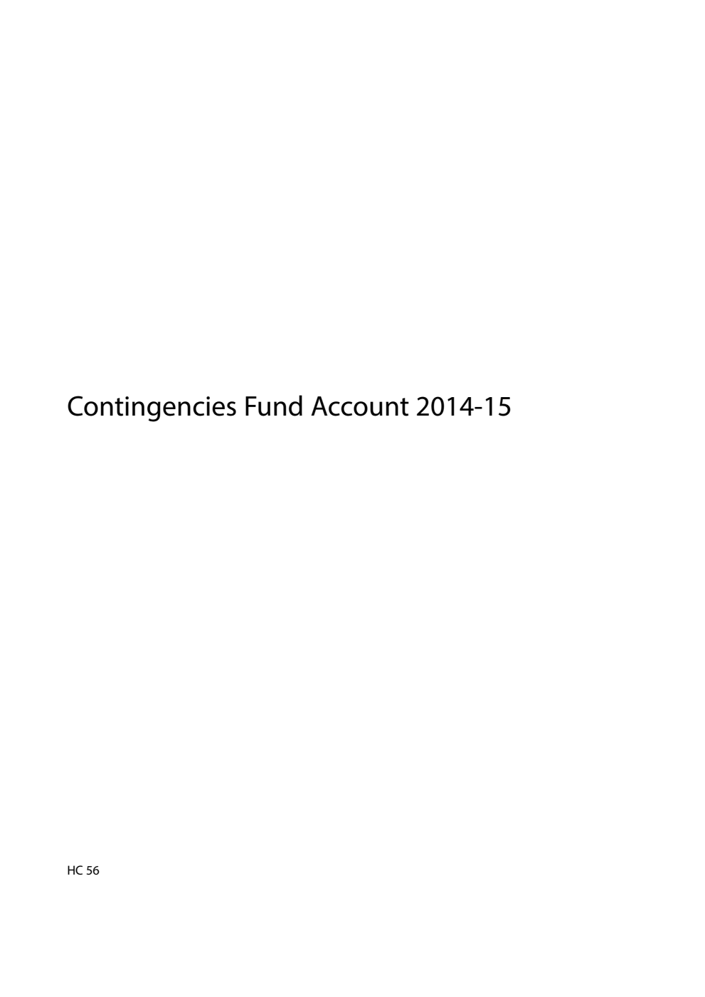 Contingencies Fund Account 2014-15
