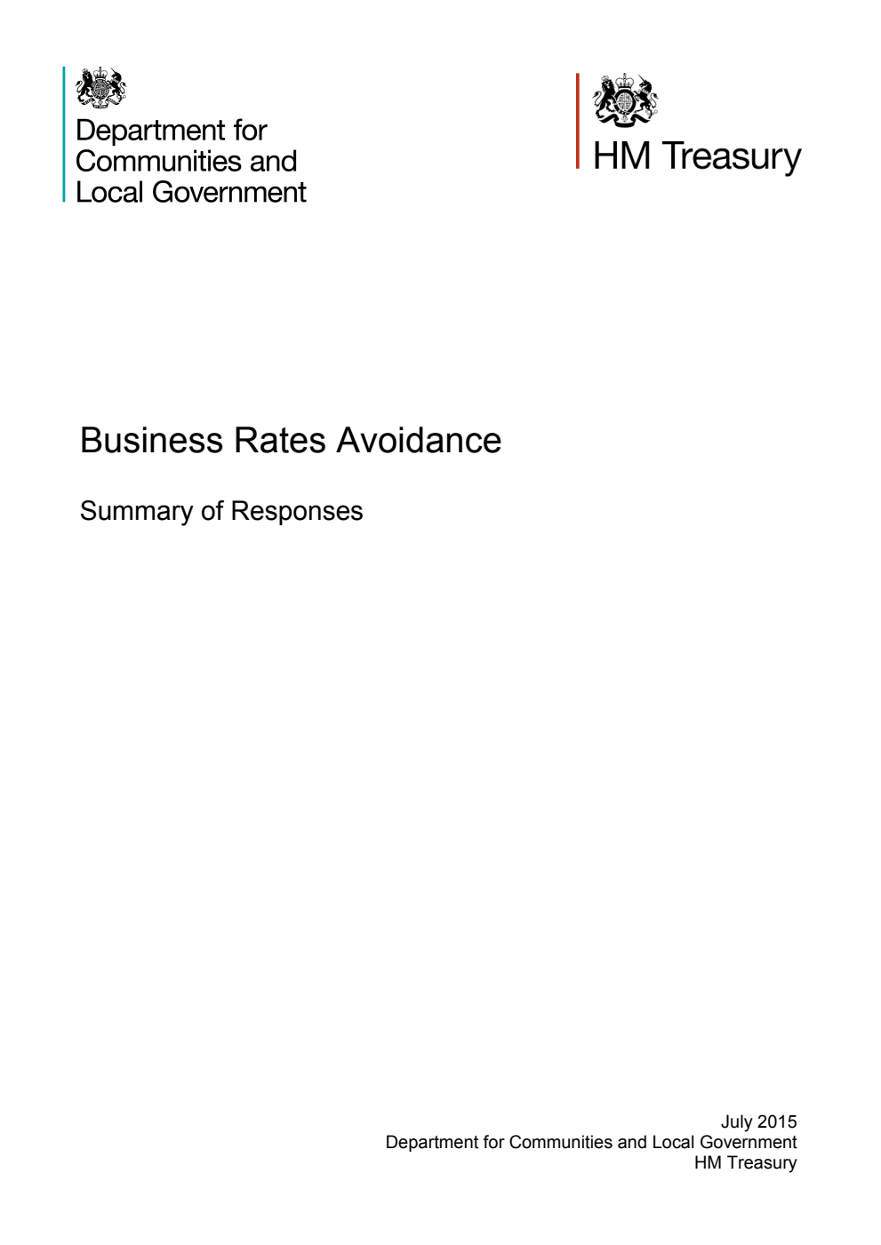 Business Rates Avoidance : Summary of Responses