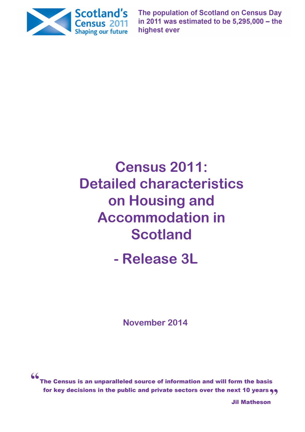 Census 2011: Detailed characteristics on Housing and Accommodation in Scotland - Release 3L