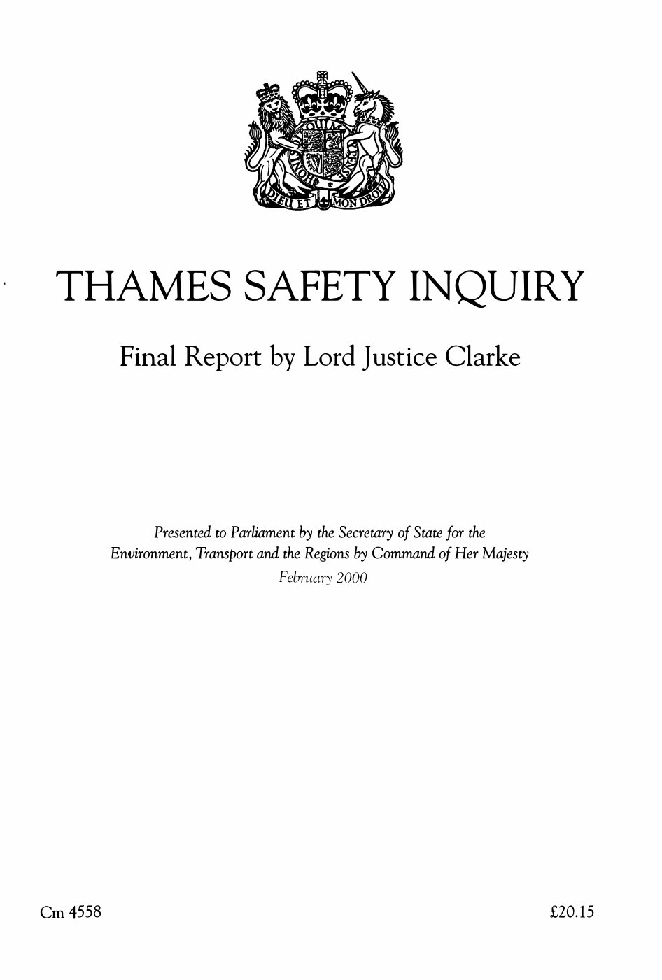Thames Safety Inquiry: final report by Lord Justice Clarke
