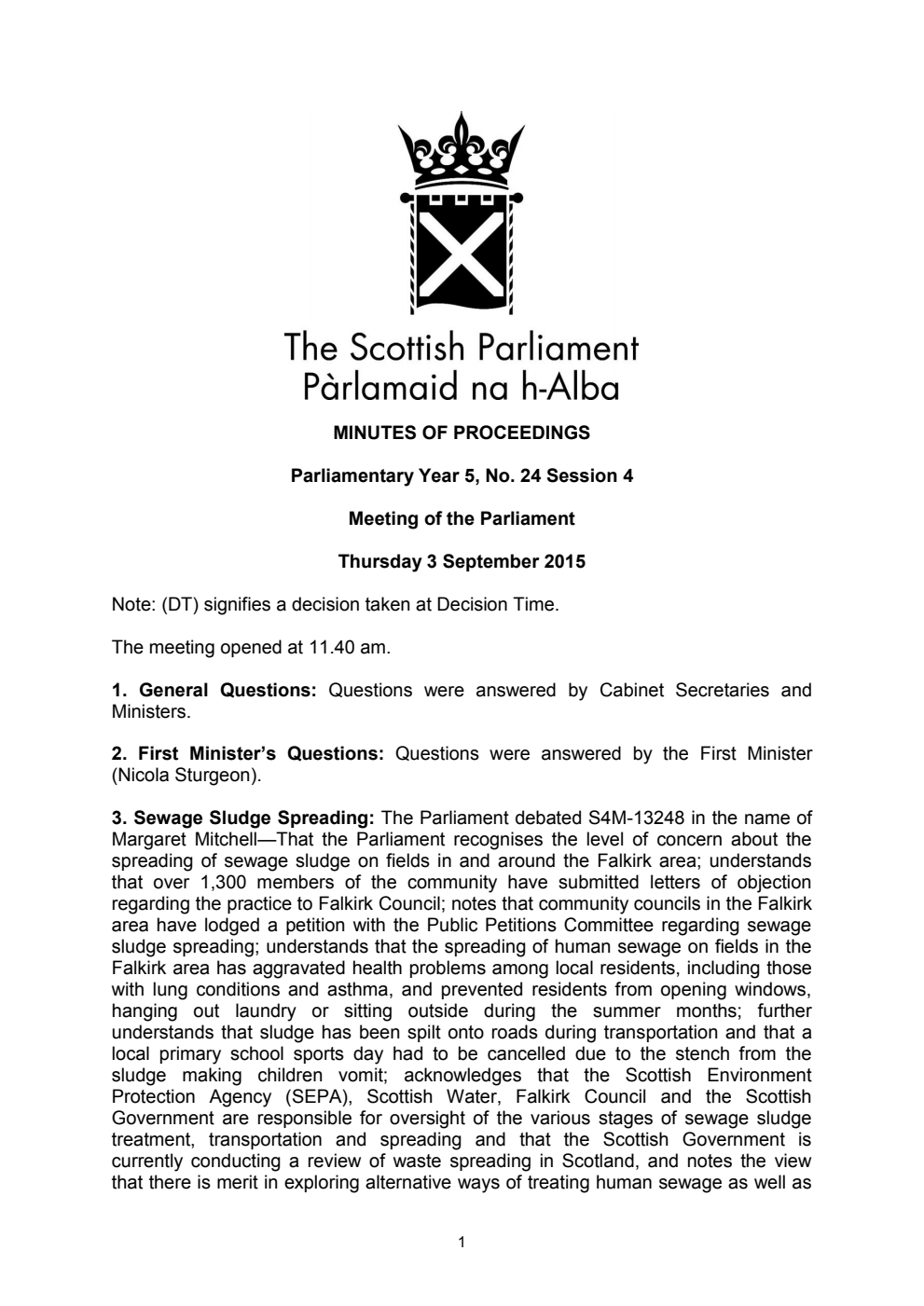 Minutes of Proceedings 3 September 2015 Vol. 5, No. 24 Session 4