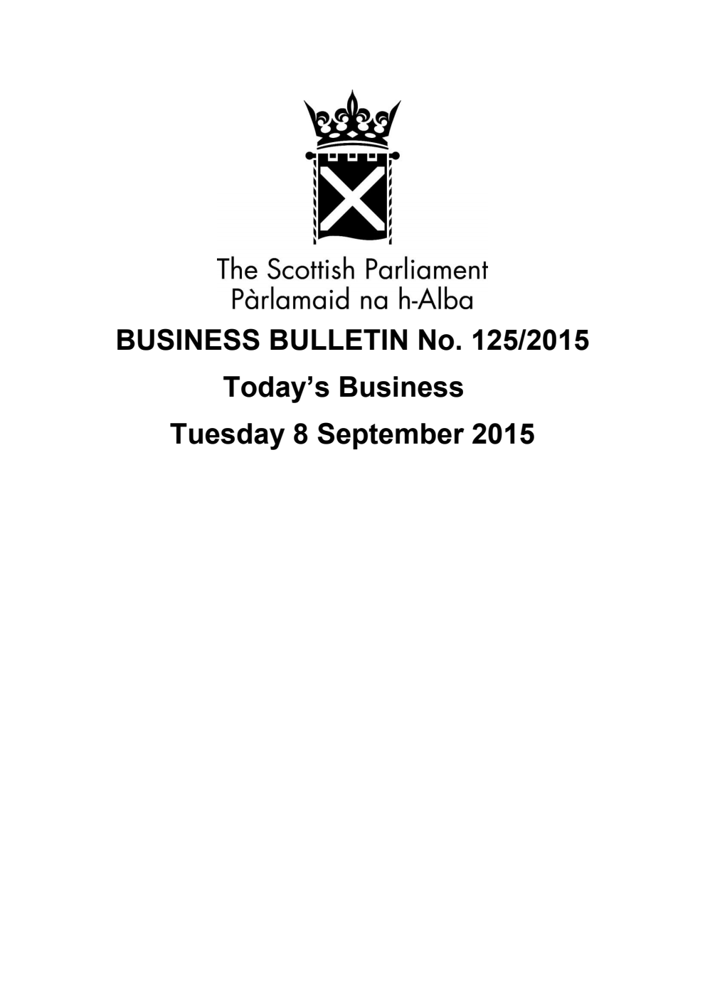 Business Bulletin No. 125/2015, Tuesday 8 September 2015, Revised (Section A)