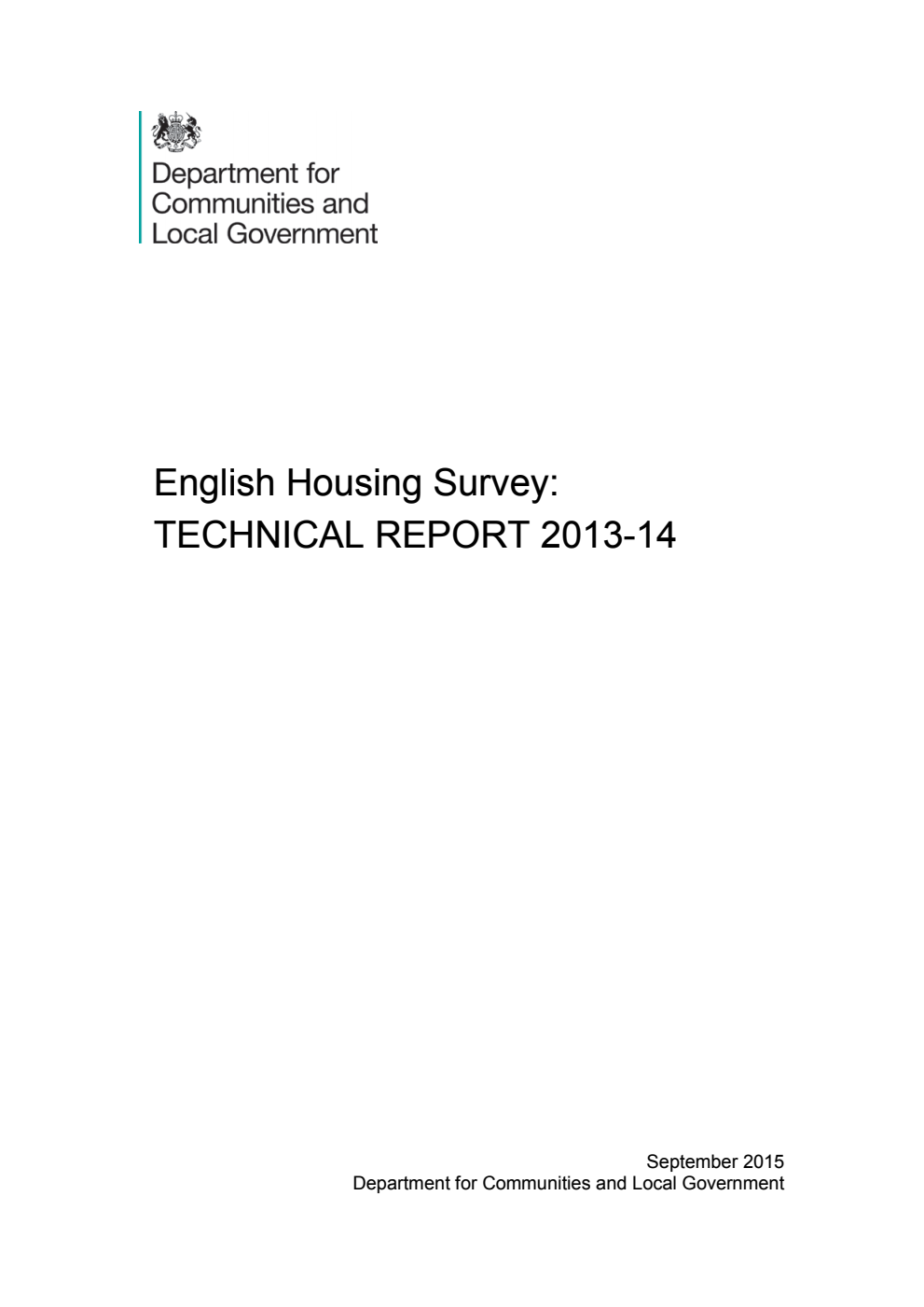 English Housing Survey: Technical Report 2013-14