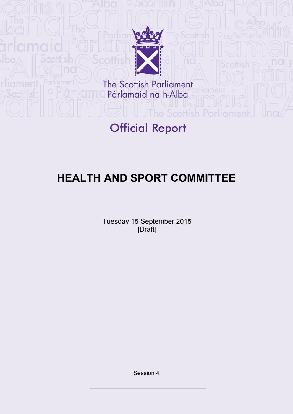 Health and Sport Committee 24th Meeting 2015, 15 September 2015 [Draft]