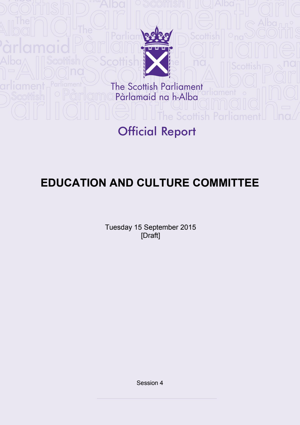 Education and Culture Committee 20th Meeting 2015, 15 September 2015 [Draft]
