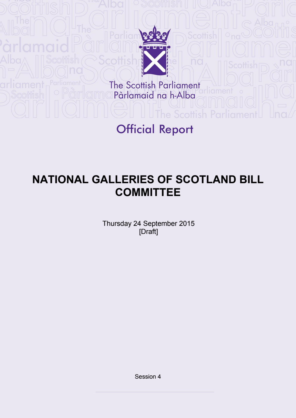 National Galleries of Scotland Bill Committee 1st Meeting 2015, 24 September 2015 [Draft]