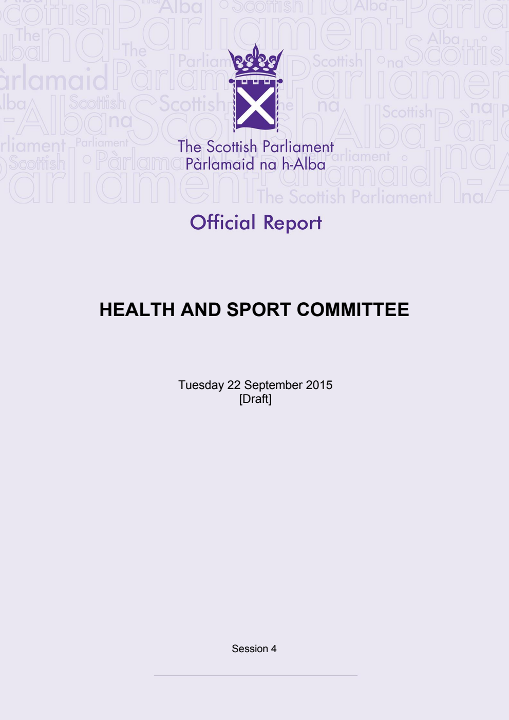 Health and Sport Committee 25th Meeting 2015, 22 September 2015 [Draft]